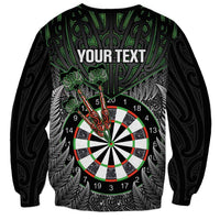 Personalised New Zealand Darts Sweatshirt Dartboard Maori Fern Puhoro Art