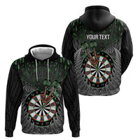 Personalised New Zealand Darts Zip Hoodie Dartboard Maori Fern Puhoro Art