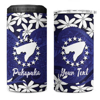 Personalised Cook Islands Pukapuka 4 in 1 Can Cooler Tumbler Tiare Maori Polynesian Waves Tattoo LT14 One Size: 16 oz Blue - Polynesian Pride
