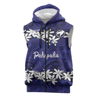 Personalised Cook Islands Pukapuka Sleeveless Zip Hoodie Tiare Maori Polynesian Waves Tattoo