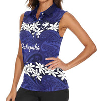 Personalised Cook Islands Pukapuka Women Sleeveless Polo Shirt Tiare Maori Polynesian Waves Tattoo LT14 - Polynesian Pride