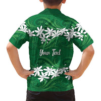 Personalised Cook Islands Rarotonga Family Matching Off Shoulder Short Dress and Hawaiian Shirt Tiare Maori Polynesian Waves Tattoo LT14 - Polynesian Pride