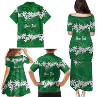 Personalised Cook Islands Rarotonga Family Matching Puletasi and Hawaiian Shirt Tiare Maori Polynesian Waves Tattoo