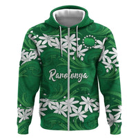 Personalised Cook Islands Rarotonga Hoodie Tiare Maori Polynesian Waves Tattoo