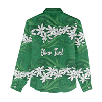 Personalised Cook Islands Rarotonga Women Casual Shirt Tiare Maori Polynesian Waves Tattoo LT14 - Polynesian Pride