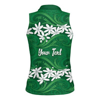 Personalised Cook Islands Rarotonga Women Sleeveless Polo Shirt Tiare Maori Polynesian Waves Tattoo LT14 - Polynesian Pride