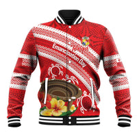 Kingdom Of Tonga Emancipation Day Baseball Jacket Tongan Ngatu With Kumete Red