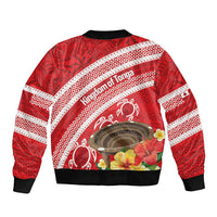 Kingdom Of Tonga Emancipation Day Bomber Jacket Tongan Ngatu With Kumete Red