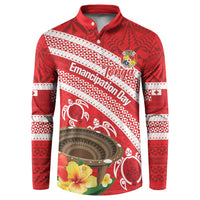 Kingdom Of Tonga Emancipation Day Button Sweatshirt Tongan Ngatu With Kumete Red