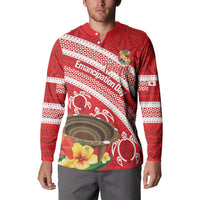 Kingdom Of Tonga Emancipation Day Button Sweatshirt Tongan Ngatu With Kumete Red