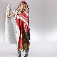 Kingdom Of Tonga Emancipation Day Hooded Blanket Tongan Ngatu With Kumete Red