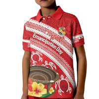 Kingdom Of Tonga Emancipation Day Kid Polo Shirt Tongan Ngatu With Kumete Red