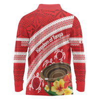 Kingdom Of Tonga Emancipation Day Long Sleeve Polo Shirt Tongan Ngatu With Kumete Red