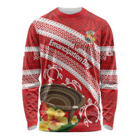 Kingdom Of Tonga Emancipation Day Long Sleeve Shirt Tongan Ngatu With Kumete Red