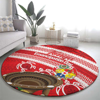 Kingdom Of Tonga Emancipation Day Round Carpet Tongan Ngatu With Kumete Red