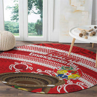 Kingdom Of Tonga Emancipation Day Round Carpet Tongan Ngatu With Kumete Red