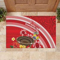 Kingdom Of Tonga Emancipation Day Rubber Doormat Tongan Ngatu With Kumete Red