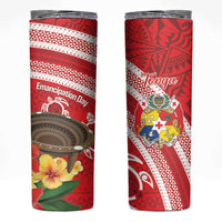 Kingdom Of Tonga Emancipation Day Skinny Tumbler Tongan Ngatu With Kumete Red