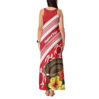 Kingdom Of Tonga Emancipation Day Tank Maxi Dress Tongan Ngatu With Kumete Red LT14 - Polynesian Pride