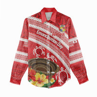 Kingdom Of Tonga Emancipation Day Women Casual Shirt Tongan Ngatu With Kumete Red