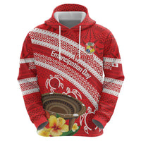 Kingdom Of Tonga Emancipation Day Zip Hoodie Tongan Ngatu With Kumete Red