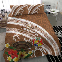 Kingdom Of Tonga Emancipation Day Bedding Set Tongan Ngatu With Kumete Brown