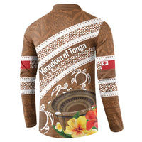 Kingdom Of Tonga Emancipation Day Button Sweatshirt Tongan Ngatu With Kumete Brown