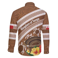 Kingdom Of Tonga Emancipation Day Family Matching Off The Shoulder Long Sleeve Dress and Hawaiian Shirt Tongan Ngatu With Kumete Brown