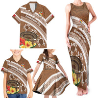 Kingdom Of Tonga Emancipation Day Family Matching Tank Maxi Dress and Hawaiian Shirt Tongan Ngatu With Kumete Brown