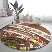 Kingdom Of Tonga Emancipation Day Round Carpet Tongan Ngatu With Kumete Brown