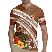 Kingdom Of Tonga Emancipation Day Rugby Jersey Tongan Ngatu With Kumete Brown