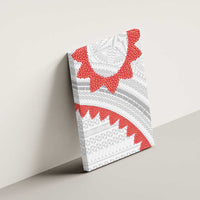 Tonga White Sunday Canvas Wall Art Heilala Flowers Tongan Ngatu Pattern