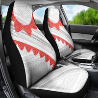 Tonga White Sunday Car Seat Cover Heilala Flowers Tongan Ngatu Pattern