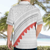 Tonga White Sunday Hawaiian Shirt Heilala Flowers Tongan Ngatu Pattern