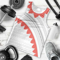Tonga White Sunday Men Tank Top Heilala Flowers Tongan Ngatu Pattern