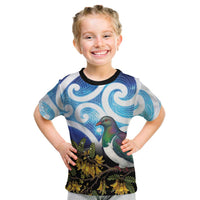 Kekeru New Zealand Matariki Kid T Shirt Kukupa Kowhai Maori New Year Blue Version LT14 Blue - Polynesian Pride