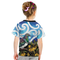 Kekeru New Zealand Matariki Kid T Shirt Kukupa Kowhai Maori New Year Blue Version LT14 - Polynesian Pride