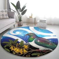 Kekeru New Zealand Matariki Round Carpet Kukupa Kowhai Maori New Year Blue Version LT14 - Polynesian Pride