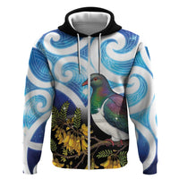 Kekeru New Zealand Matariki Zip Hoodie Kukupa Kowhai Maori New Year Blue Version LT14 Zip Hoodie Blue - Polynesian Pride