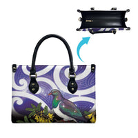Kekeru New Zealand Matariki Leather Bag Kukupa Kowhai Maori New Year Purple Version LT14 - Polynesian Pride