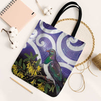 Kekeru New Zealand Matariki Tote Bag Kukupa Kowhai Maori New Year Purple Version LT14 Black Strap One Size Purple - Polynesian Pride