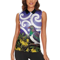 Kekeru New Zealand Matariki Women Sleeveless Polo Shirt Kukupa Kowhai Maori New Year Purple Version LT14 - Polynesian Pride