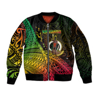 Personalised Vanuatu Sleeve Zip Bomber Jacket Proud To Be A Ni-Van LT14 Unisex Black - Polynesian Pride