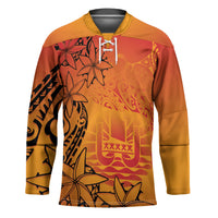 French Polynesia Manta Ray Tattoo Hockey Jersey Tahiti Hahalua Tiare Maori Gradient Style