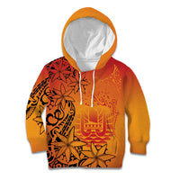 French Polynesia Manta Ray Tattoo Kid Hoodie Tahiti Hahalua Tiare Maori Gradient Style LT14 Hoodie Orange - Polynesian Pride