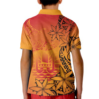 French Polynesia Manta Ray Tattoo Kid Polo Shirt Tahiti Hahalua Tiare Maori Gradient Style LT14 - Polynesian Pride