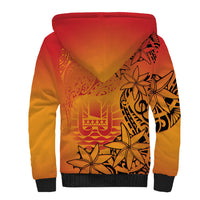 French Polynesia Manta Ray Tattoo Sherpa Hoodie Tahiti Hahalua Tiare Maori Gradient Style
