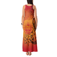 French Polynesia Manta Ray Tattoo Tank Maxi Dress Tahiti Hahalua Tiare Maori Gradient Style LT14 - Polynesian Pride