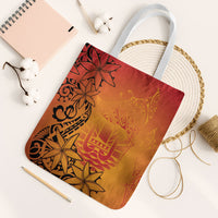 French Polynesia Manta Ray Tattoo Tote Bag Tahiti Hahalua Tiare Maori Gradient Style