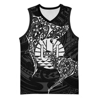 French Polynesia Manta Ray Tattoo Basketball Jersey Tahiti Hahalua Turtle Shark Black Color LT14 Unisex Black - Polynesian Pride